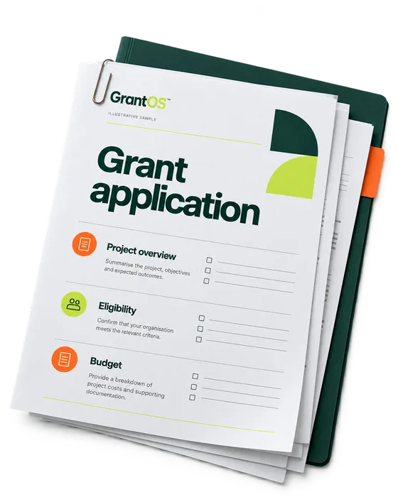 Illustrative GrantOS grant application sample paperwork